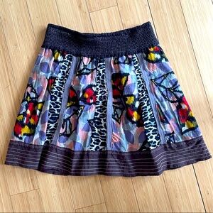 Free People Cotton A-Line Patchwork Mini Skirt, Size XS